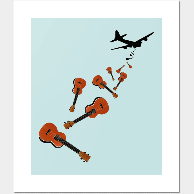 Bomber Plane Dropping Ukuleles Wall Art by mailboxdisco